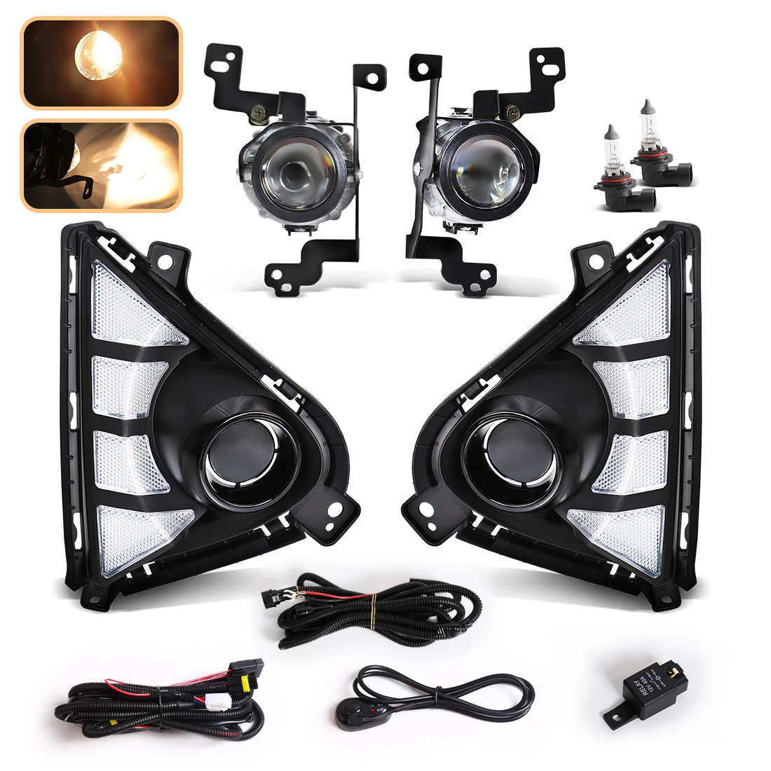 LED DRL For Hyundai Accent 2021 -2023 LED Daytime Running Light Car Front Bumper Fog Lights Yellow Turn Signal Car Accessories