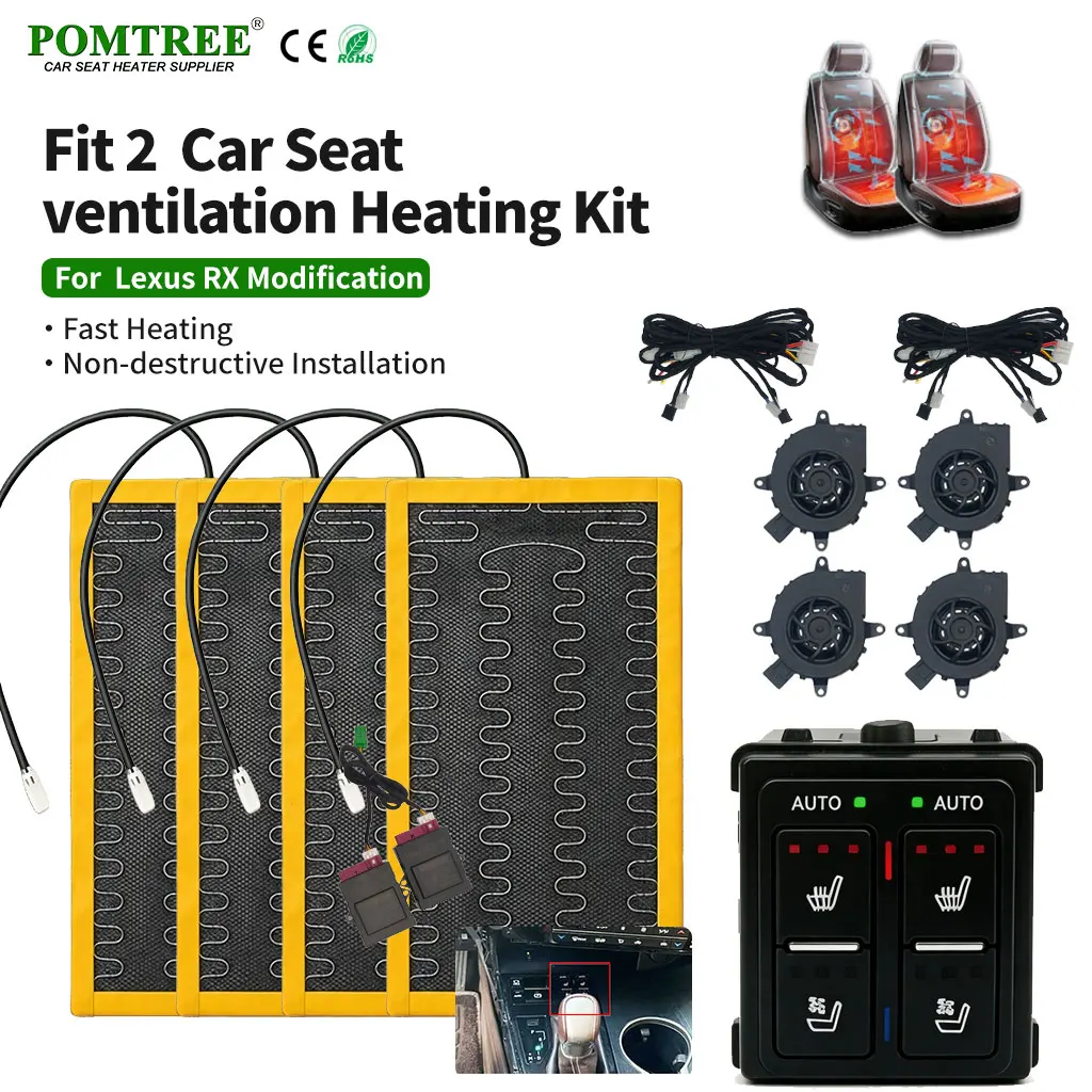 For Lexus RX Car Seat Vent Heat Kit Rapid Alloy Wire Heat Non-Destructive Built-in 2 Seats Dedicated Switch All Season