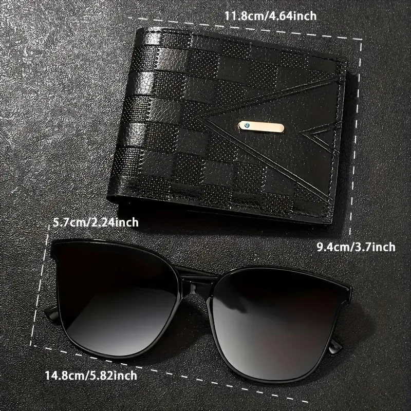 Men's set of watches, belts, wallets, sunglasses, exquisite gifts 3pcs, men's quartz watch and wallet image 3
