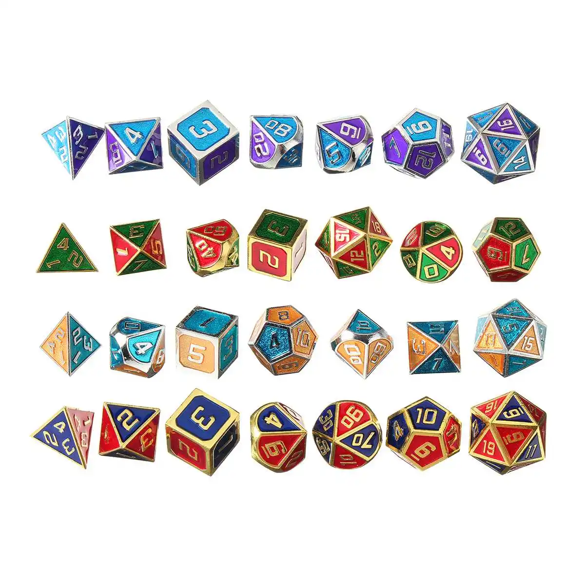 7 قطعة/المجموعة متعدد السطوح سبائك الزنك النرد مجموعة مجلس الجدول ألعاب تأثيري ألعاب عشاق الهدايا متعدد الألوان النردات مع حقيبة لعبة RPG