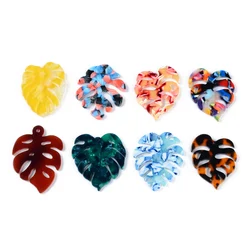 DIYAcetate Acrylic Pendnats,Tortoise Shell Charms,BIG Monstera Leaf Shaped,Boho Jewelry,Earring Parts,Ohrringe finding