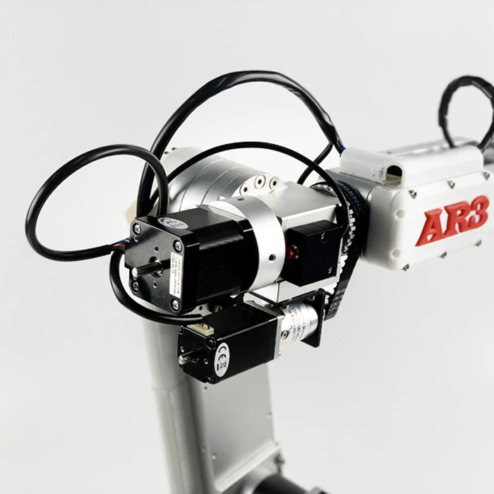 Small desktop six axis robotic arm with a load of 2KG for teaching and industrial use. Programming is available in stock