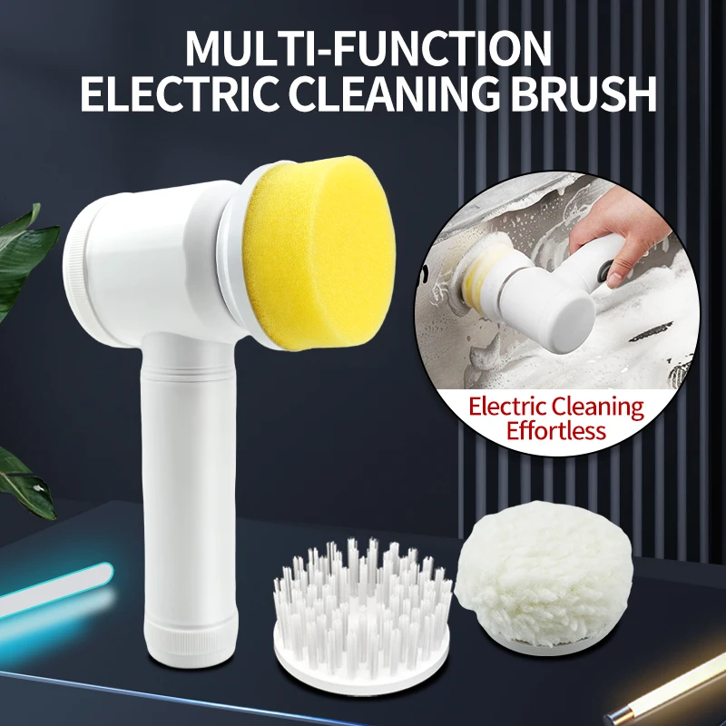 

Electric Cleaning Brush Kitchen Dishwashing Brush Bathtub Tile Cleaning Brush Rechargeable Spin Scrubber With 3 Brush Tip