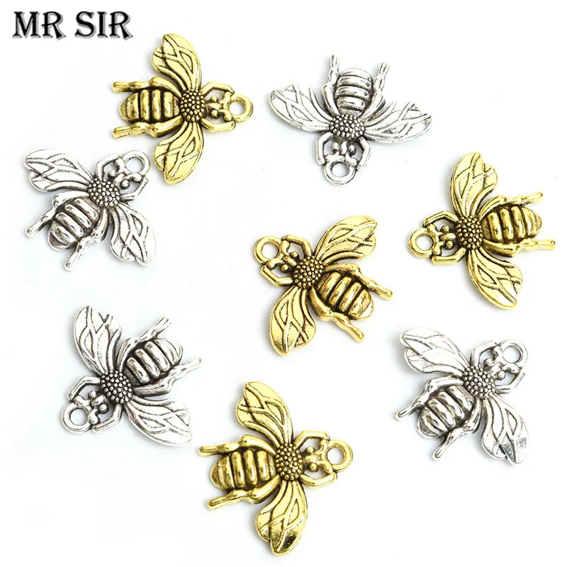 20 sztuk Bumble Bee Honeybee owady Charms Antique złoty/srebrny kolorowy wisiorek tworzenia biżuterii naszyjnik DIY bransoletka biżuteria ustalenia