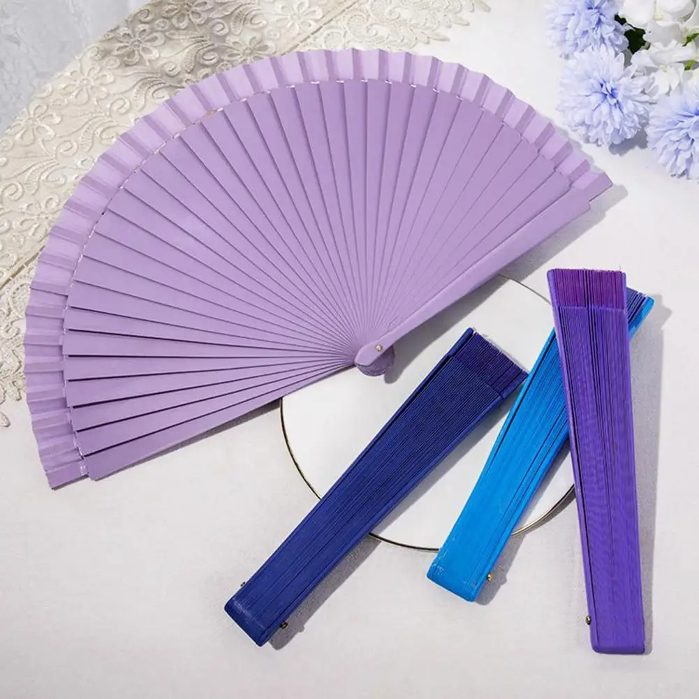 Excellent Handheld Fan Plain Show Props Long-lasting Wooden Shank Classical Dance Fan