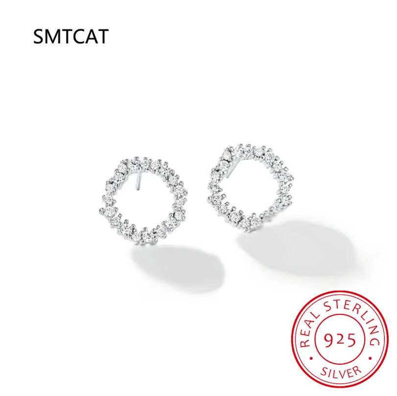 Real 1 Carat D Color Moissanite Hollow Circle Stud Earring For Women Top Quality 925 Sterling Silver Sparkling Wedding Jewelry