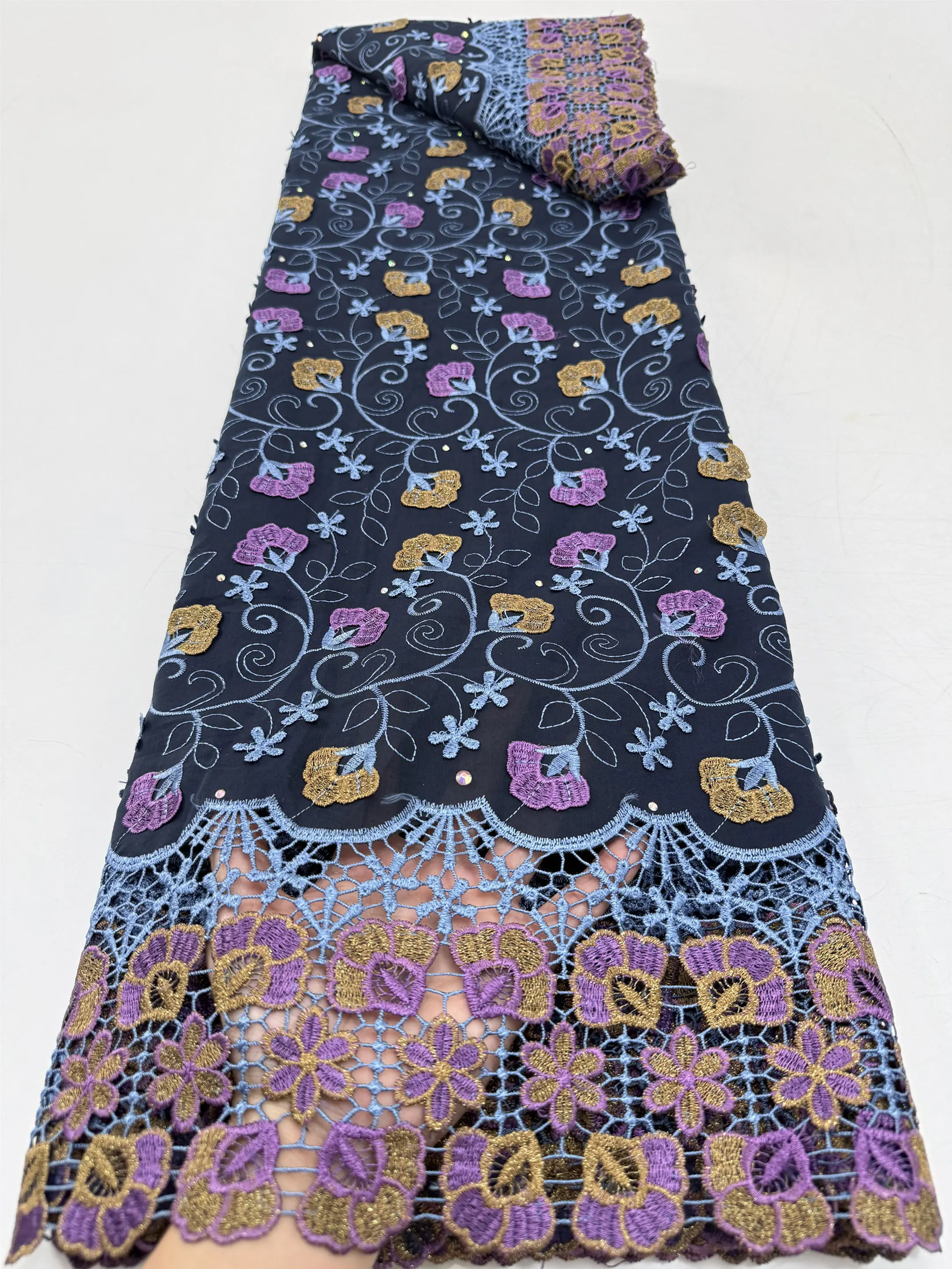 

Модная нигерийская хлопковая сухая кружевная ткань высокого качества, швейцарский вуаль с вышивкой камнями, кружевная ткань для женских платьев на выпускной или вечеринку, для шитья.