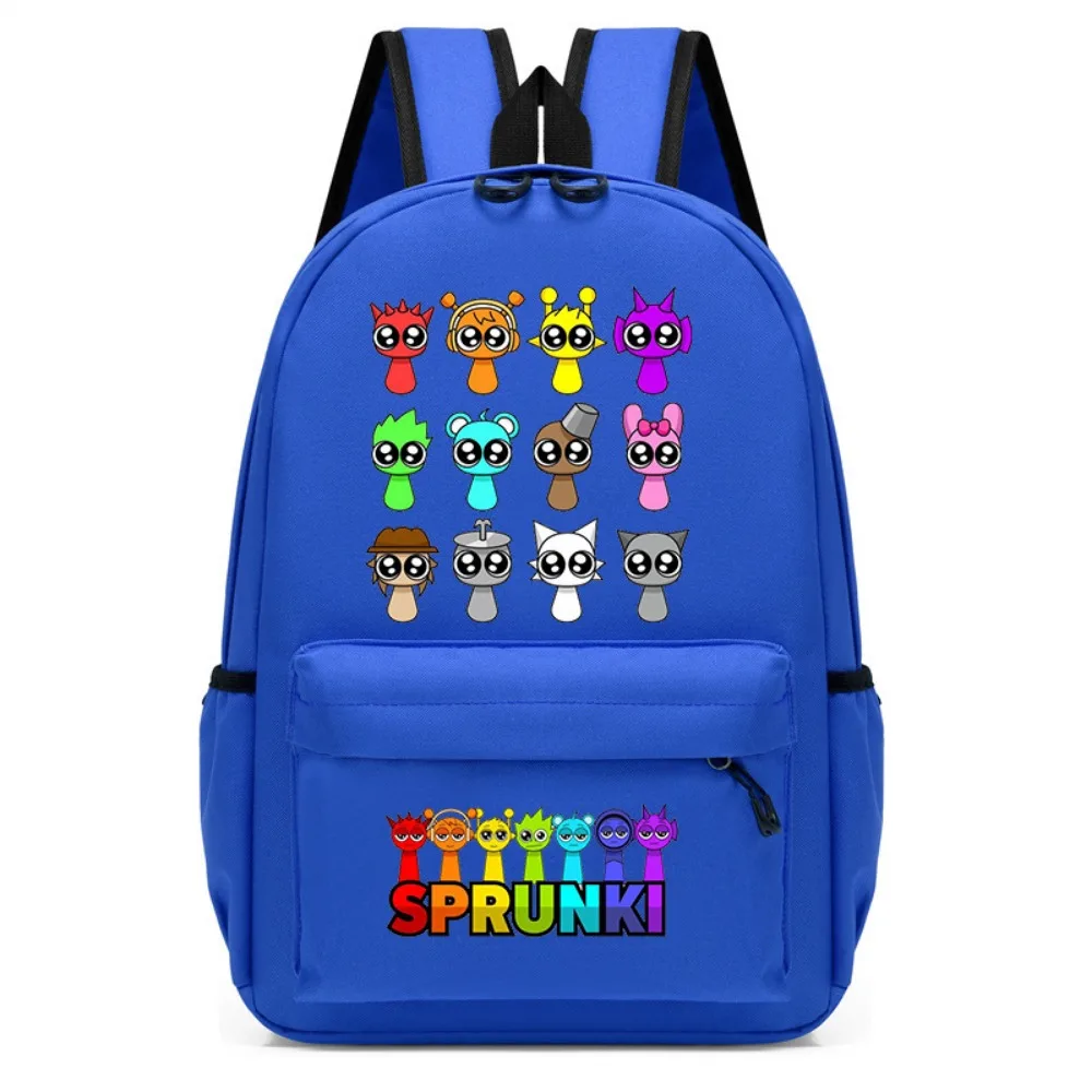Kawaii Sprunki Mochila impermeável de desenho animado Mochila de viagem multifuncional de grande capacidade com armazenamento de sapatos multicamadas