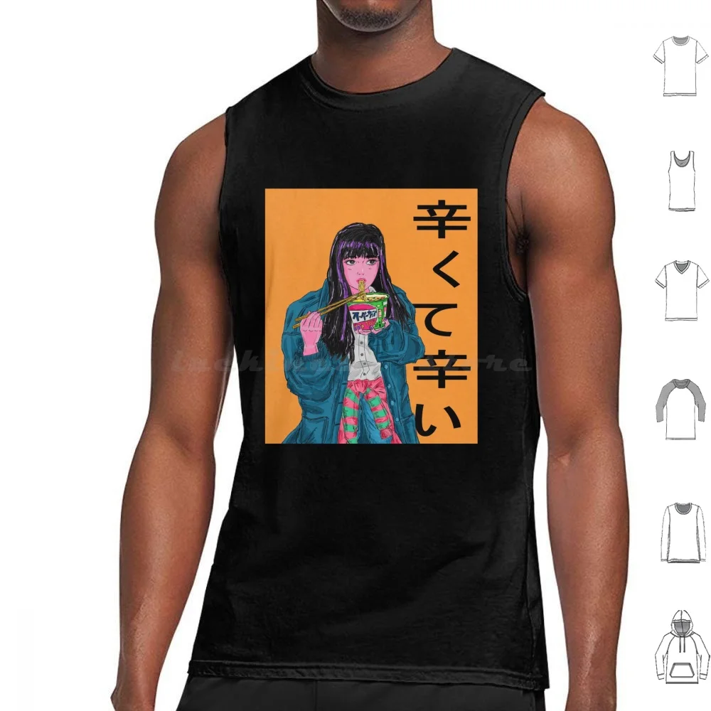 Hot And Spicy Tank Tops Vest Sleeveless Ramen Japanese Food Japan Noodles Anime Manga Cute Foodie Kaiju Kawaii Lamen Monster