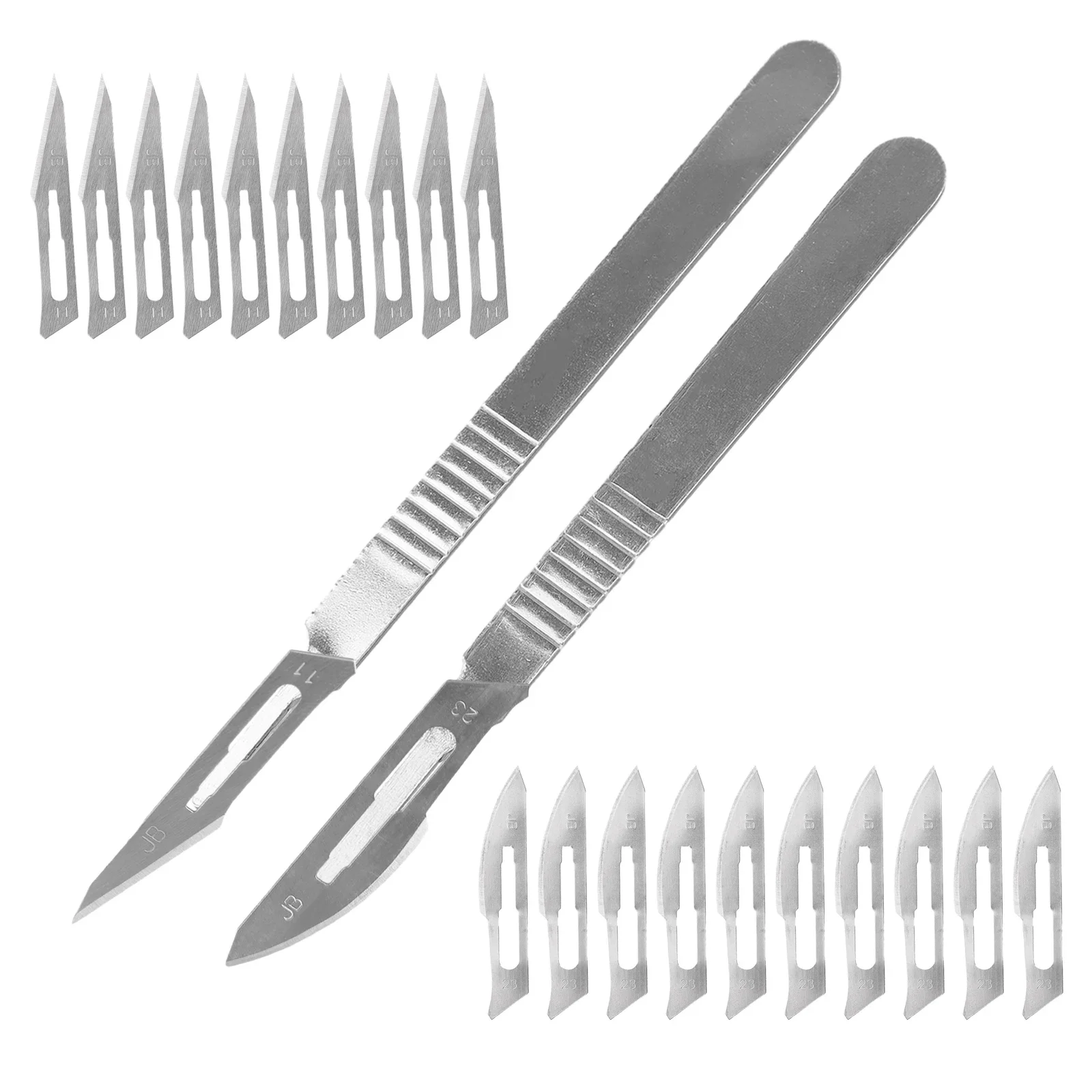 20pc Carbon Steel Scalpel Blades + 2pc Handle Surgical Medical Practicing Cutting Blade DIY Cutting PCB Repair Hand Tools