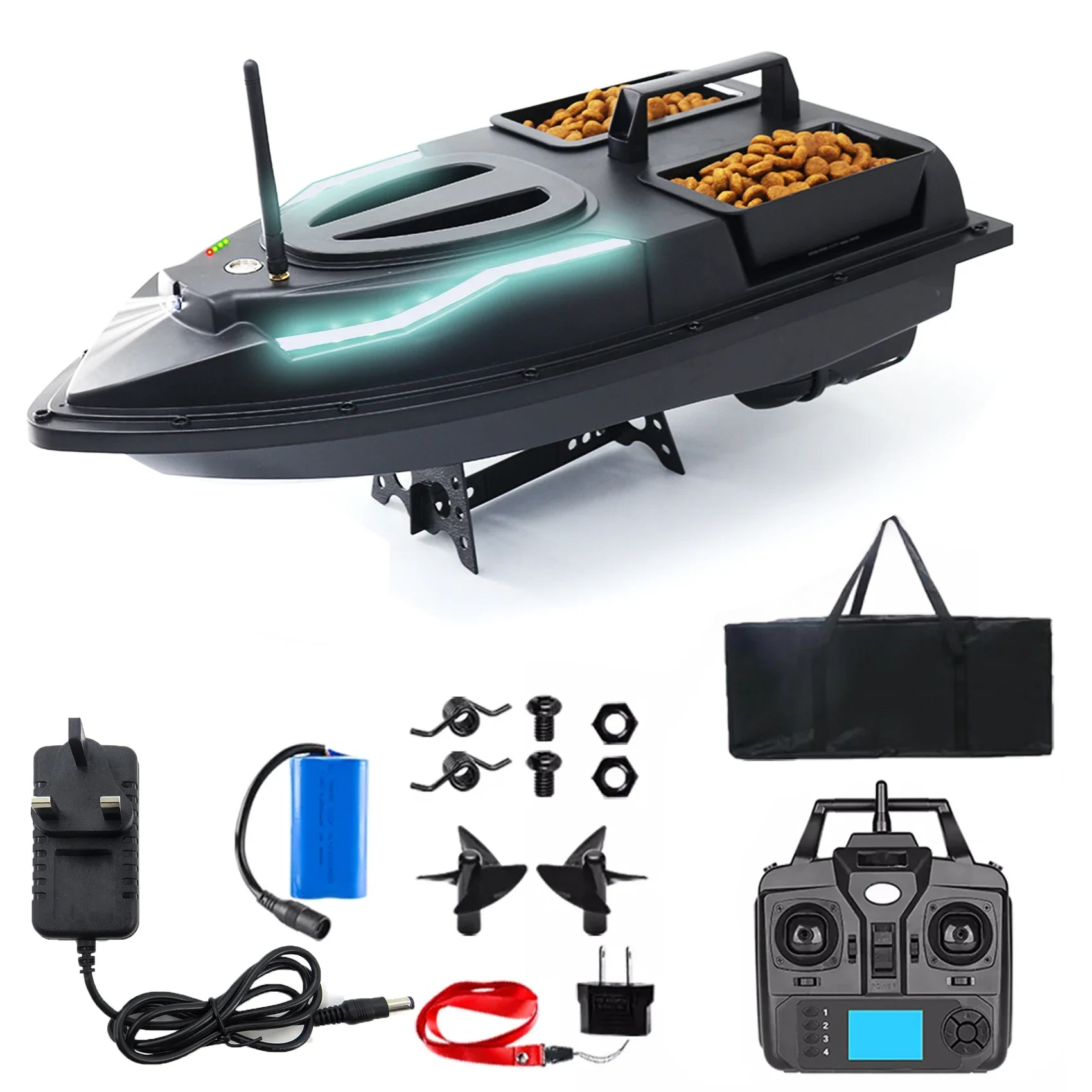 USA UK Stock V700 1.5kg 500m Distance Remote Control Rc GPS Fishing Bait Dropping Boats with LED Lighting