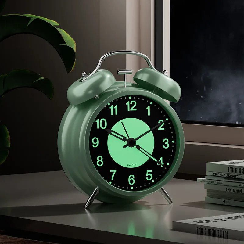 3 inch Luminous Alarm Clock Students Kids Alarm Clock Strong Wake-Up for Elderly Silent with Night Light Battery Powered