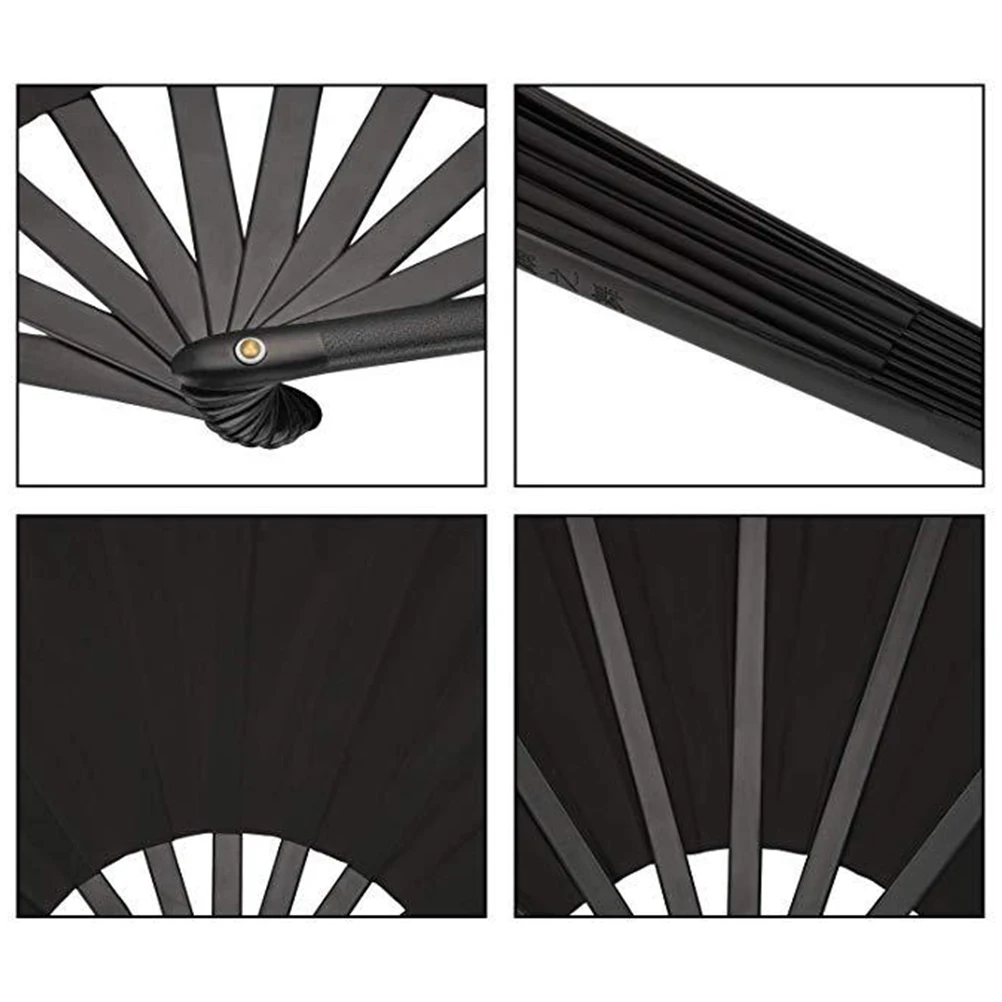 

1 Set Portable Folding Fans Handheld Fans Practical Stage Performance Fans Chinese Kongfu Fan for Decoration Gifts (Black)