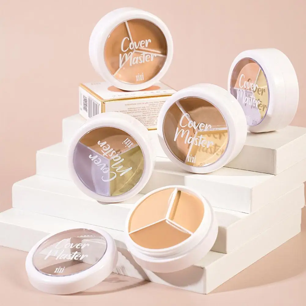 3 colores corrector resistente al agua cubre marcas de acné ojeras crema corrector cosméticos paleta base de larga duración M6C1