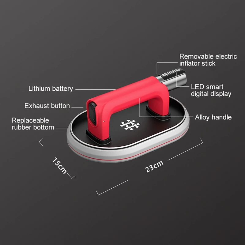 2000mAh インテリジェントディスプレイ電気真空吸引カップヘビーデューティ花崗岩タイルガラスリフター手動昇降吸引カップ 200 キロ