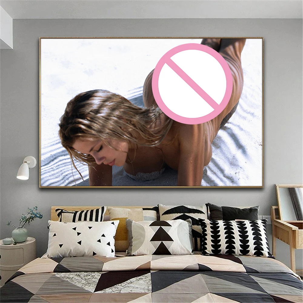Beach Blonde Model Photo Pretty Girl Poster Unframed Wall Art Canvas Paintings Prints for Home Bedroom Decor