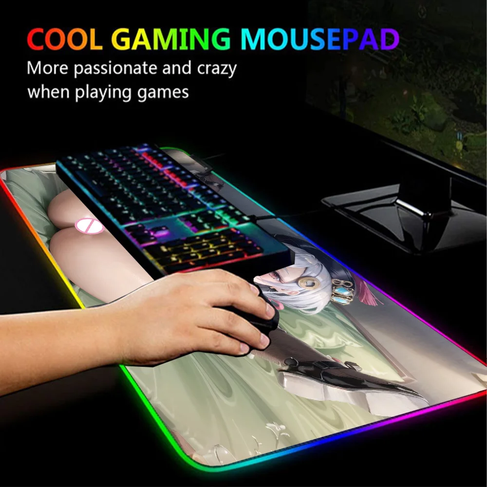 Nude Mouseped Led Uncensored Hentai Sexy Play Mat Anime Big Ass Mausepad RGB Nsfw Adult Pad Booty Decorate Gaming with Backlight