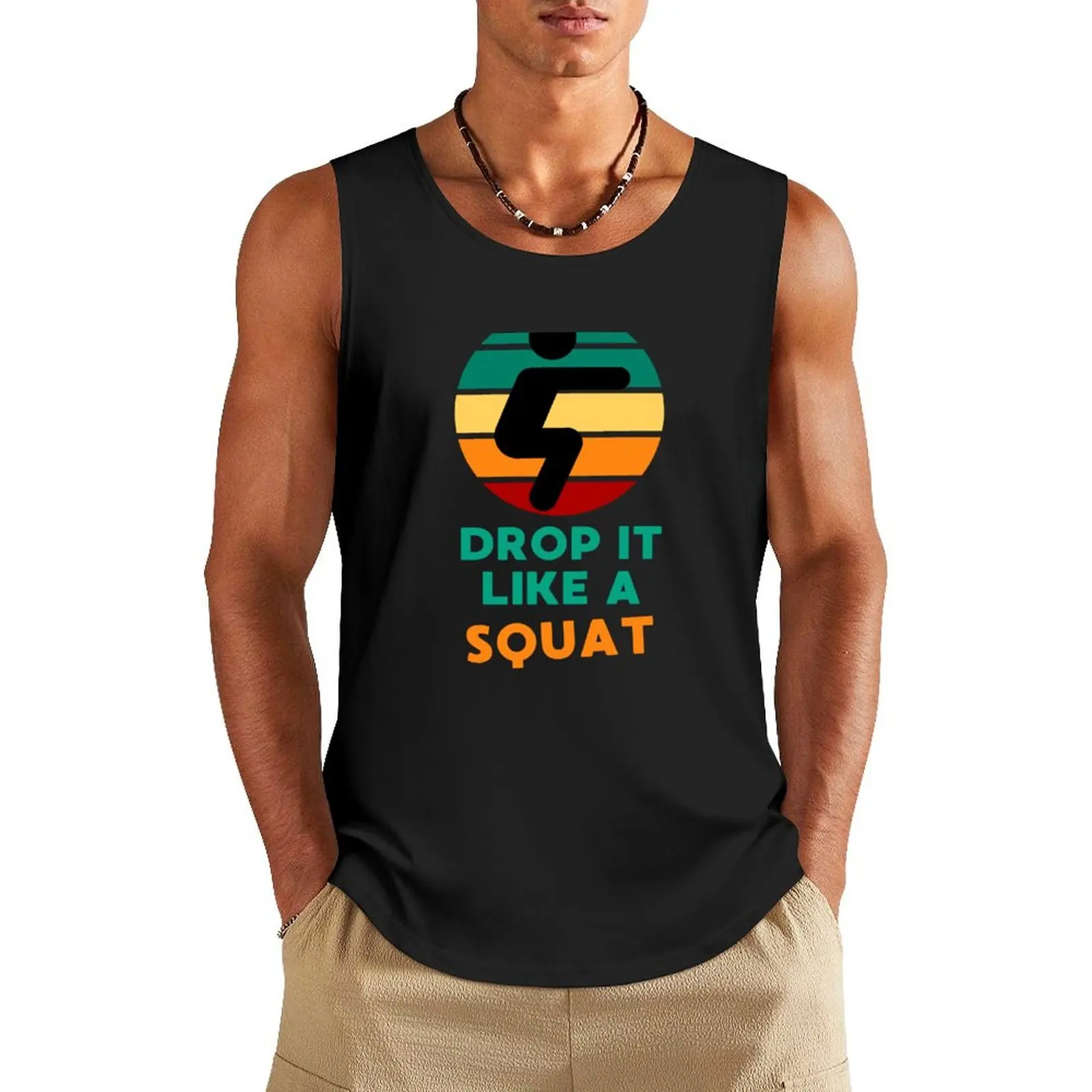 DROP IT LIKE A SQUAT FITNESS GYM JOKE Tank Top Men's gym clothing anime top