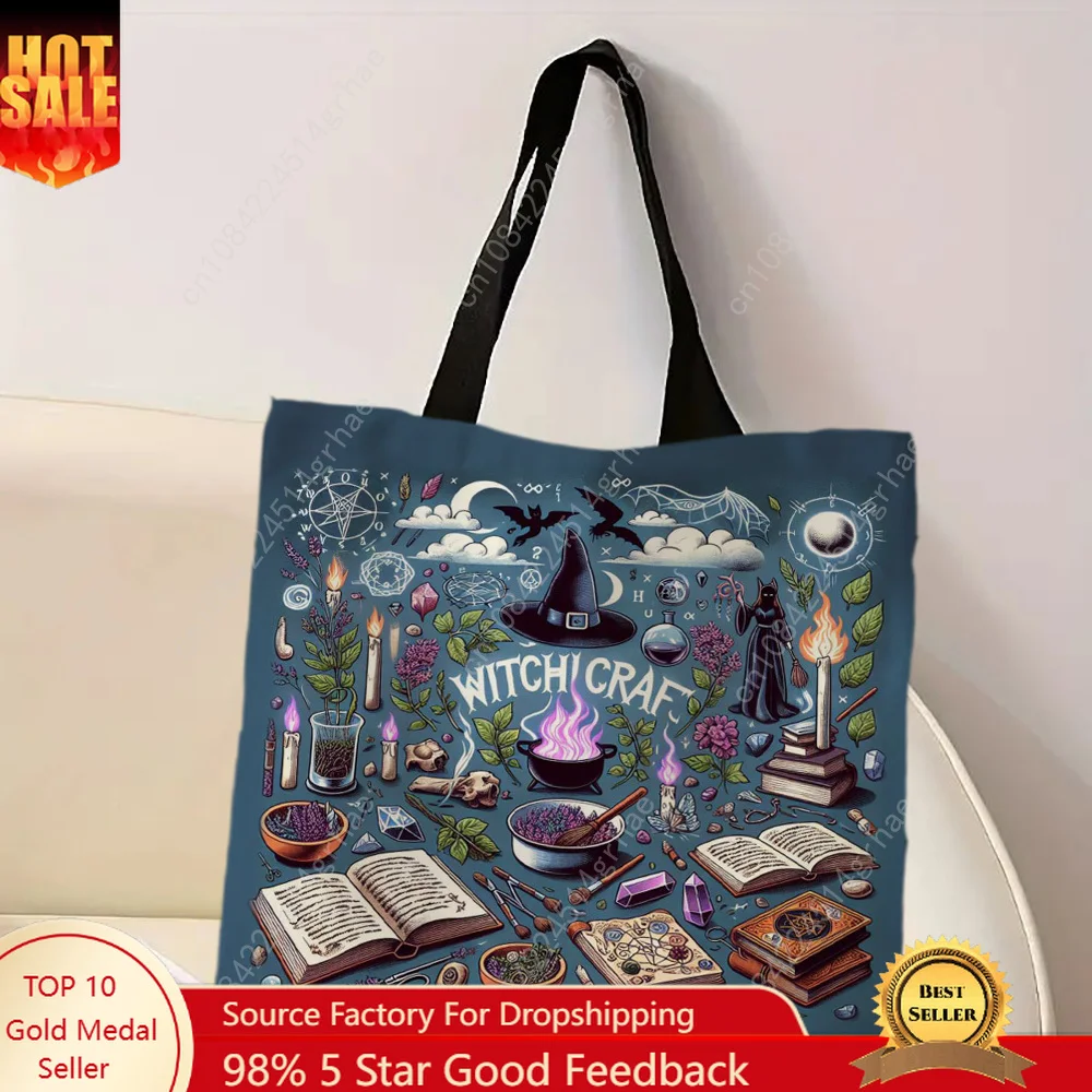 Tas Belanja Bertema Sihir Tas Lucu untuk Perjalanan Luar Ruangan Tas Bahu Kapasitas Besar Hadiah Ajaib Halloween