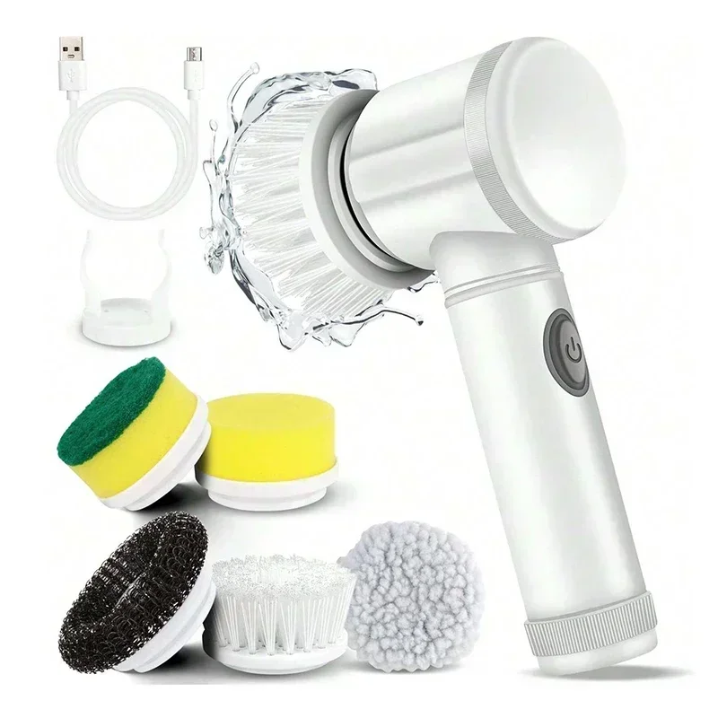 

Electric Spin Scrubber Cordless Spin Scrubber with 5 Replaceable Brush Heads Electric Cleaning Brush Cleaning Tools