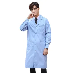 Fashionable and Convenient Blue White Coat Long Sleeve Doctor's Coat Male Oral Dentist's Coat Lab Nurse's Long Thick Overalls