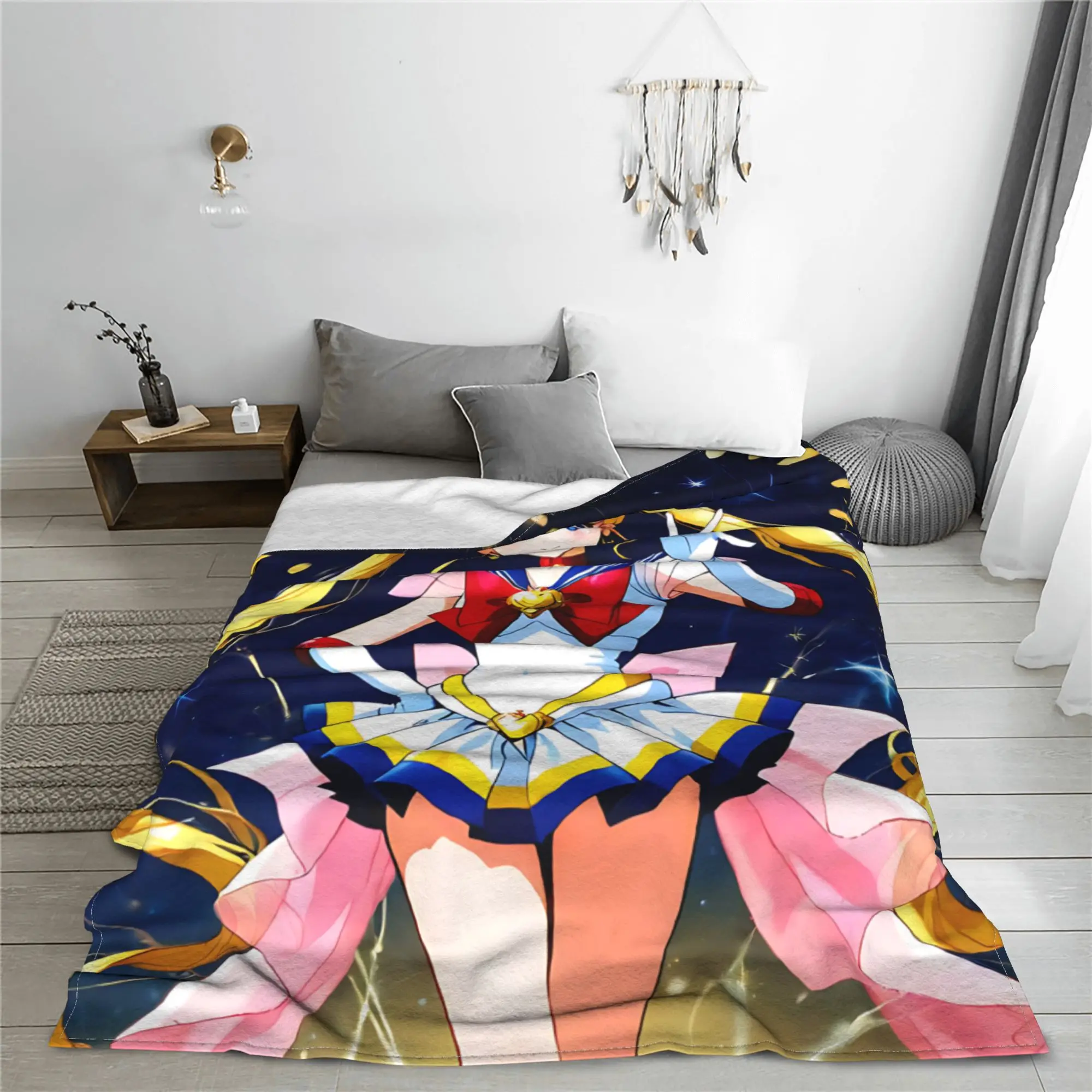 1PC home Cutecore Room Decor Sailor Moons Blanket Throw Blanket  Novelty Warm Blanket All Season