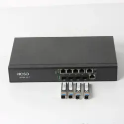 HiOSO 4 PON OLT Pizza Box 4 ports FTTH Ethernet Fiber Optic SNMP Support SFP Works with OUN ODM Networks IPTV 2024 new Model