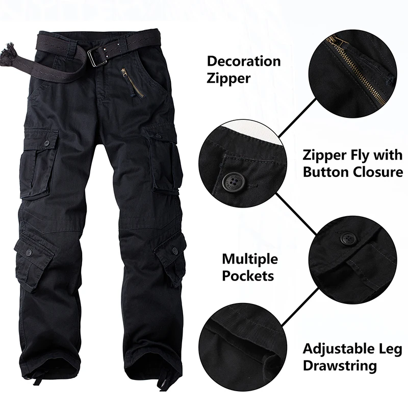 AKARMY Plush fleece for warmth Cargo Pants Outdoor Multi-pocket Ripstop  Trousers Male Autumn Wear-resistant Cargo Casual Pants