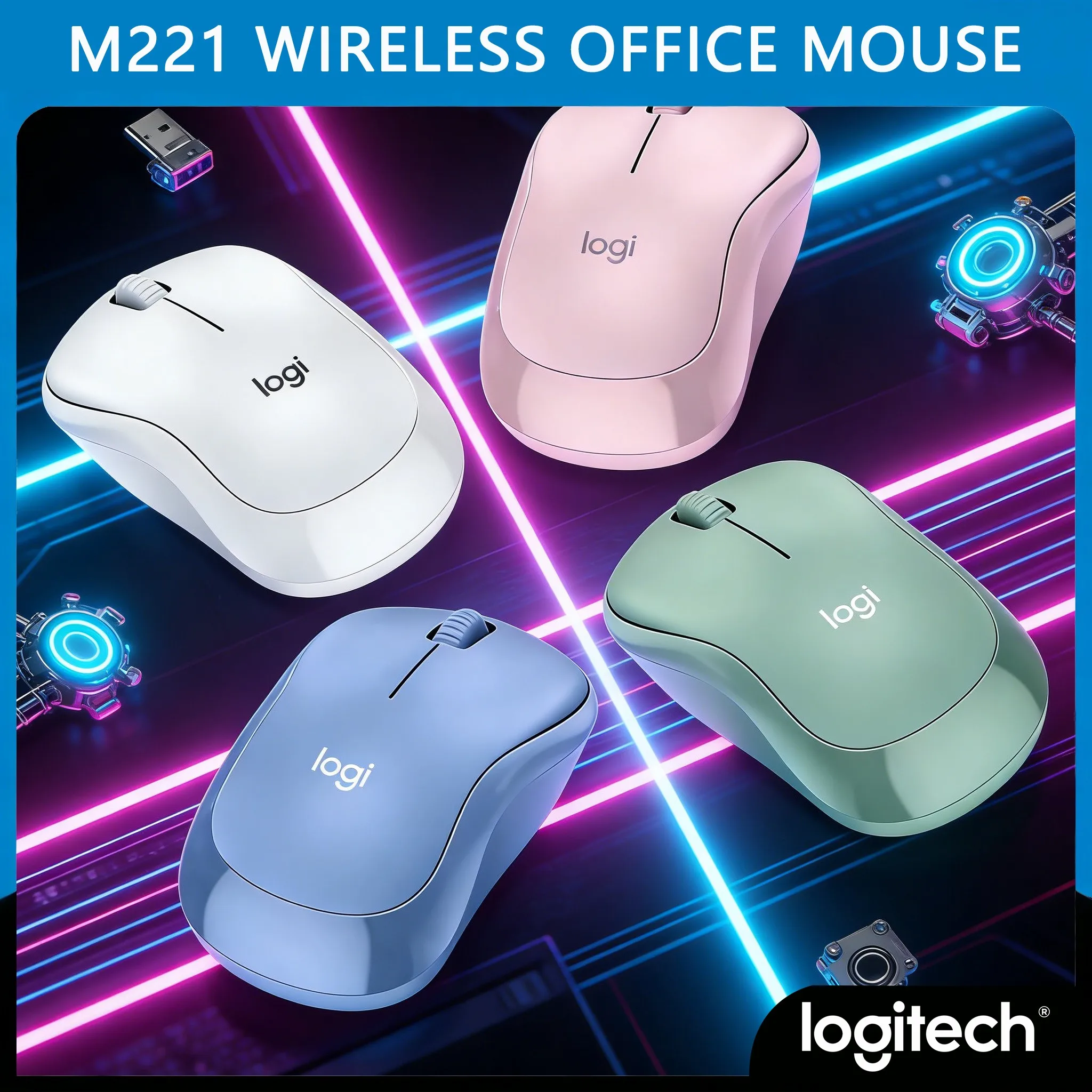 

Original Logitech M220/M221 Wireless Mouse Silent Click 2.4GHz Nano Receiver Office Mouse