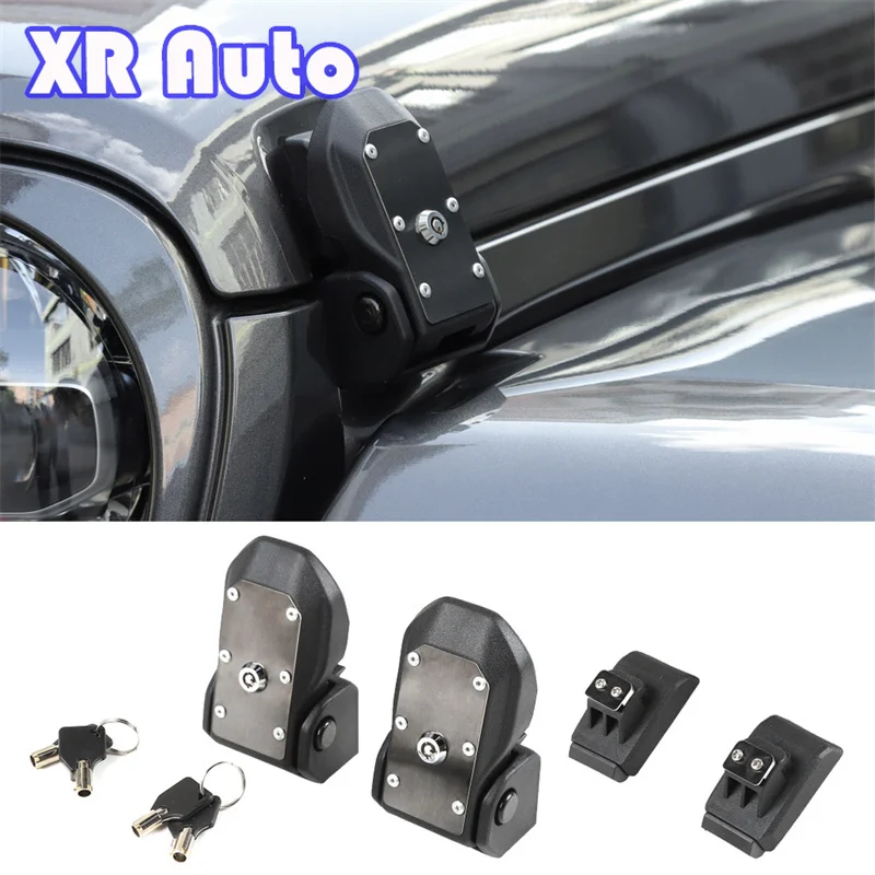 

Car Hood Engine Lock For 2007-2023 Jeep Wrangler JK JL JT Hood Catch Lock Kits With Key Bonnet Anti-Theft Accessories