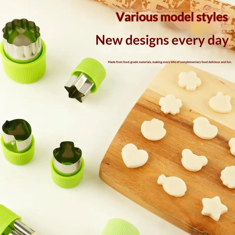 9PCS/Stainless Steel Cookie And Vegetable Cutting Set Mini Fruit Cookie Embossing Molds Children's Baking