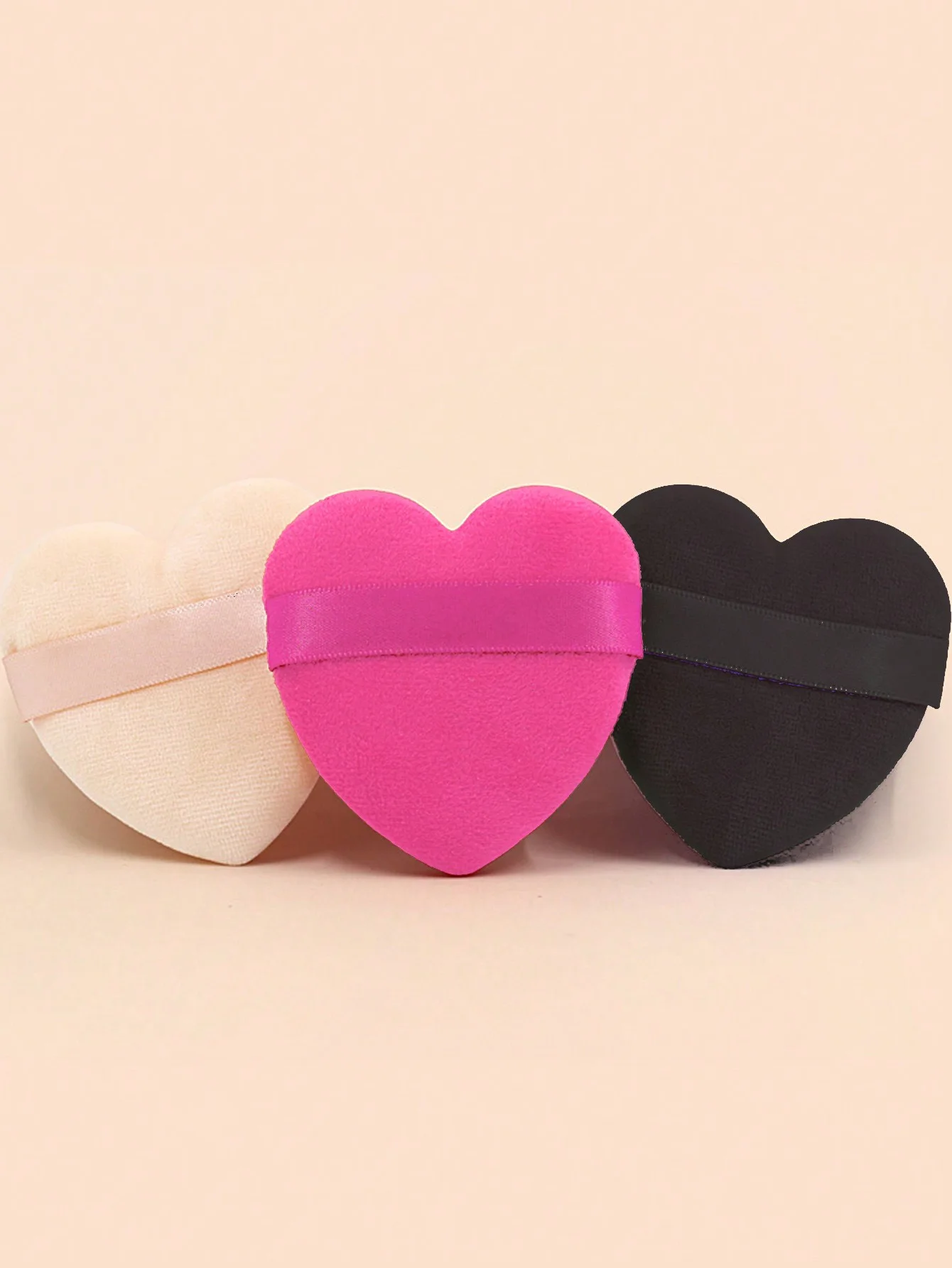 Esponja de polvo de doble cara en forma de corazón para fijar el maquillaje, esponja de cojín delicada y suave, no absorbente, esponja flocada que no absorbe el polvo