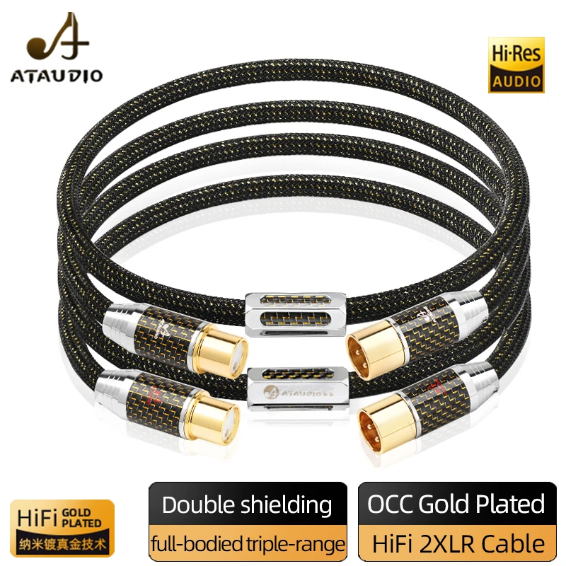 ATAUDIO HiFi XLR Balance Cable for Amplifier Speaker High Quality OCC Gold-plated Core 2XLR Male to 2XLR Female Plug Audio Cable