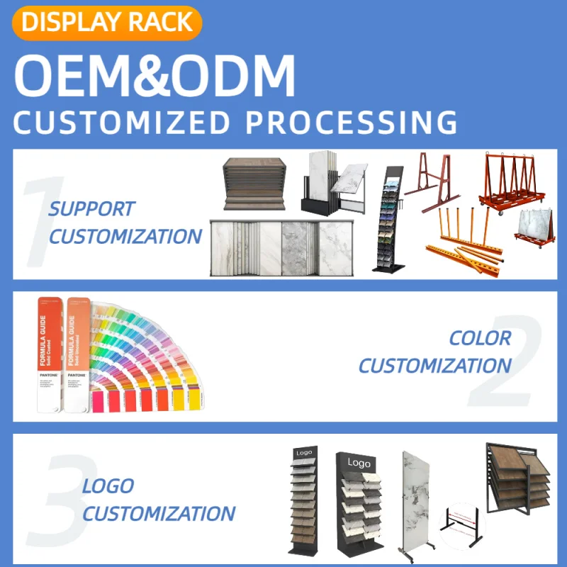 맞춤형 석영 화강암 유리 진열장 보관 조절 가능한 금속 산업용 랙 선반 슬랩 A 프레임 랙