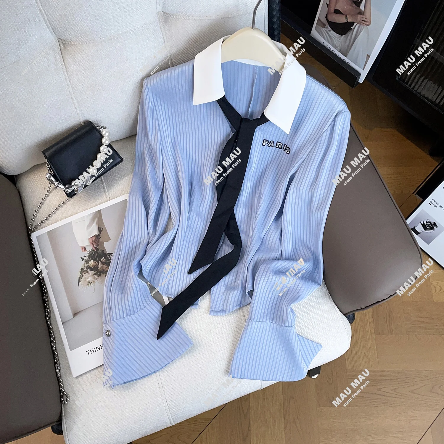 

Элегантный женский повседневный топ с длинным рукавом синего цвета, осень 2025, новинка в стиле колледж, идеально подходит для любого случая отдыха