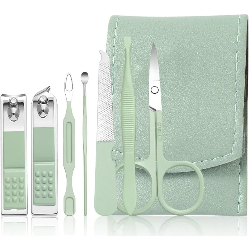 For 7 Pcs Professional Nail Cutter Pedicure Scissors Set Stainless Steel Eagle Hook Portable Manicure Nail Clipper Tool Set