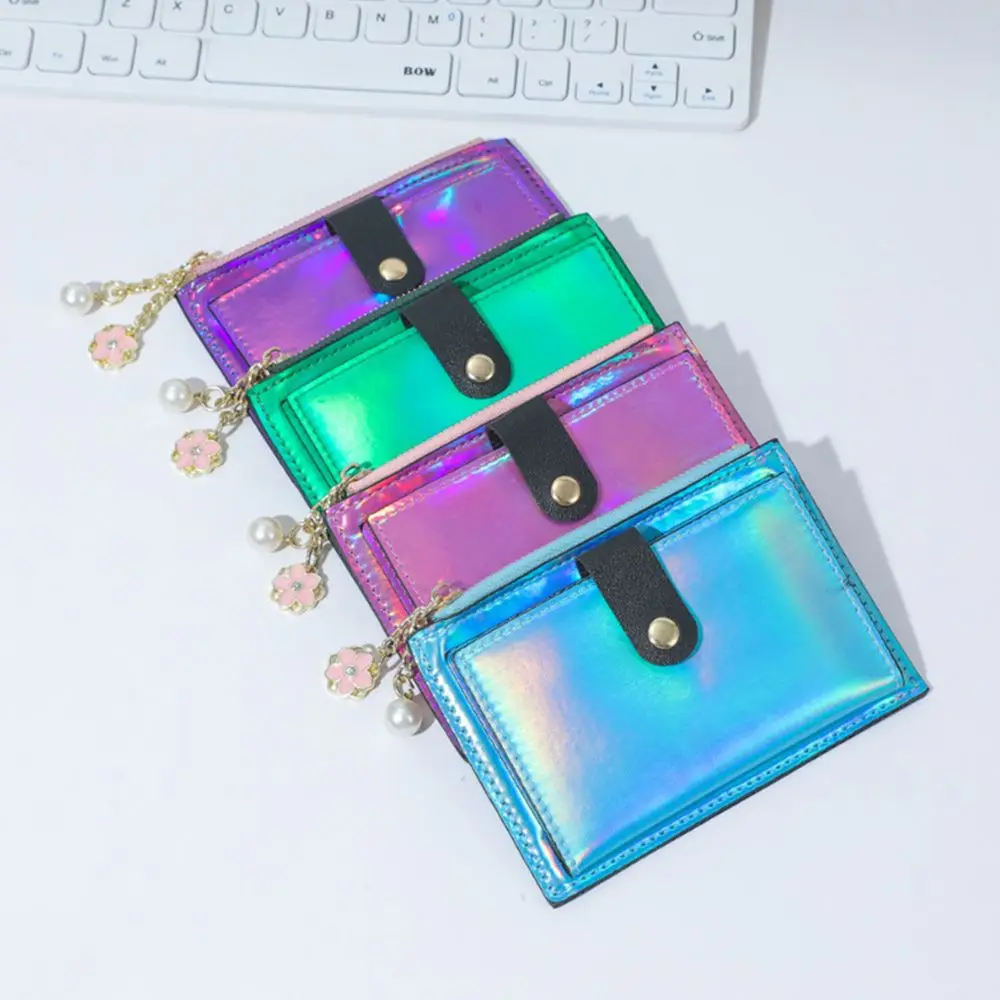 Women Fashion Short Wallet Purse Laser Colorful PU Leather Zero Purse Wallet Credit Card Holder Bags