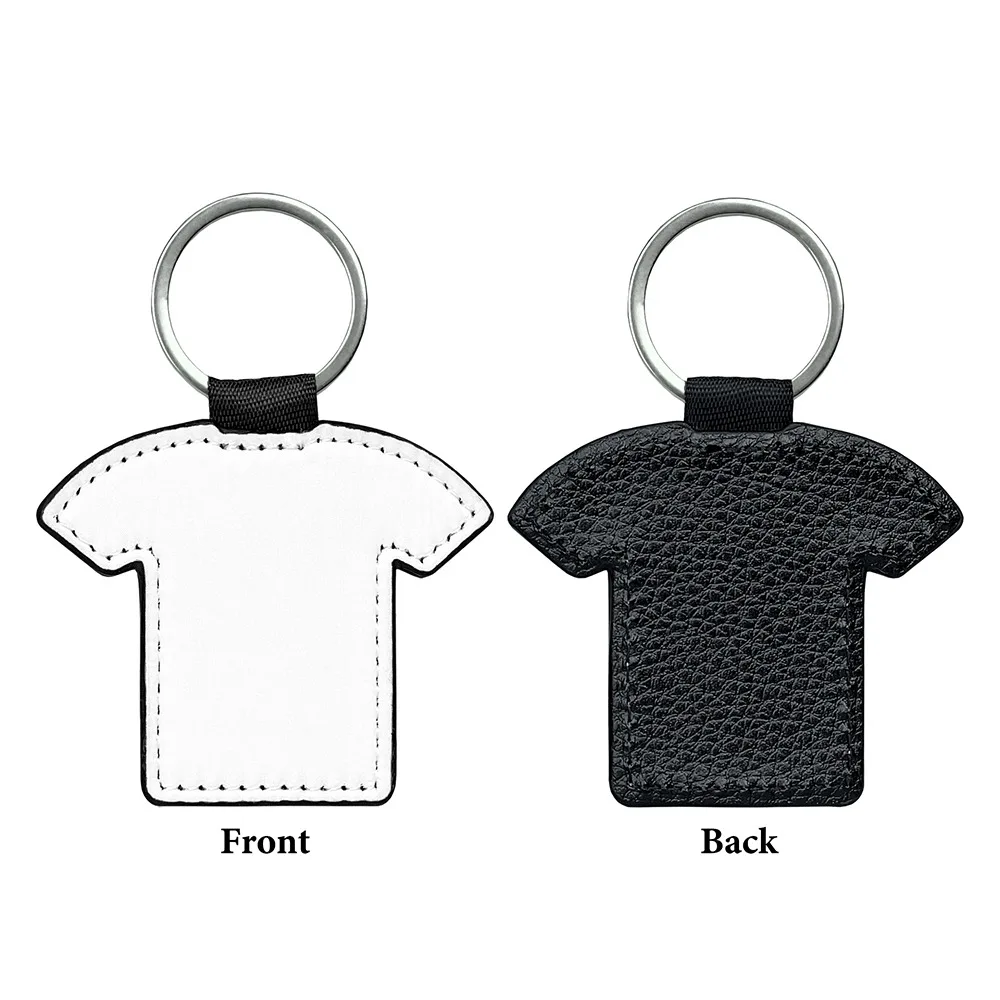 DIY Dye Sublimation Blanks Keychain PU Leather Creative Heat Transfer Keyring Heart Pebbled Grain