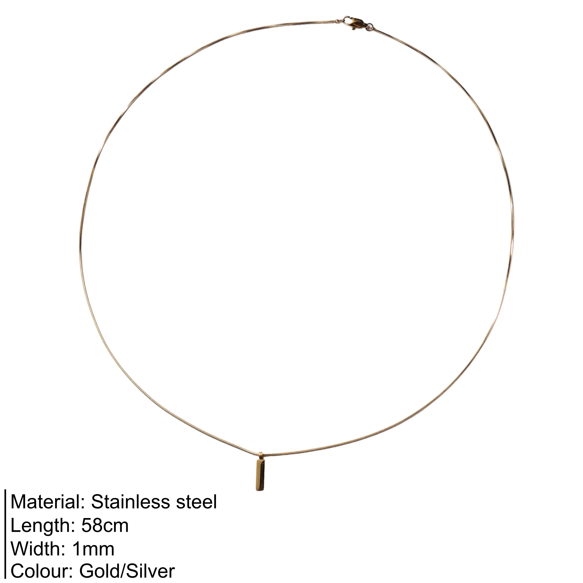 58cm Edelstahl Schlangenkette Halskette für Männer Gold Silber Farbe Minimalistischer Stabanhänger Choker Männlicher Punk-Schmuck Geschenk – Detail 10