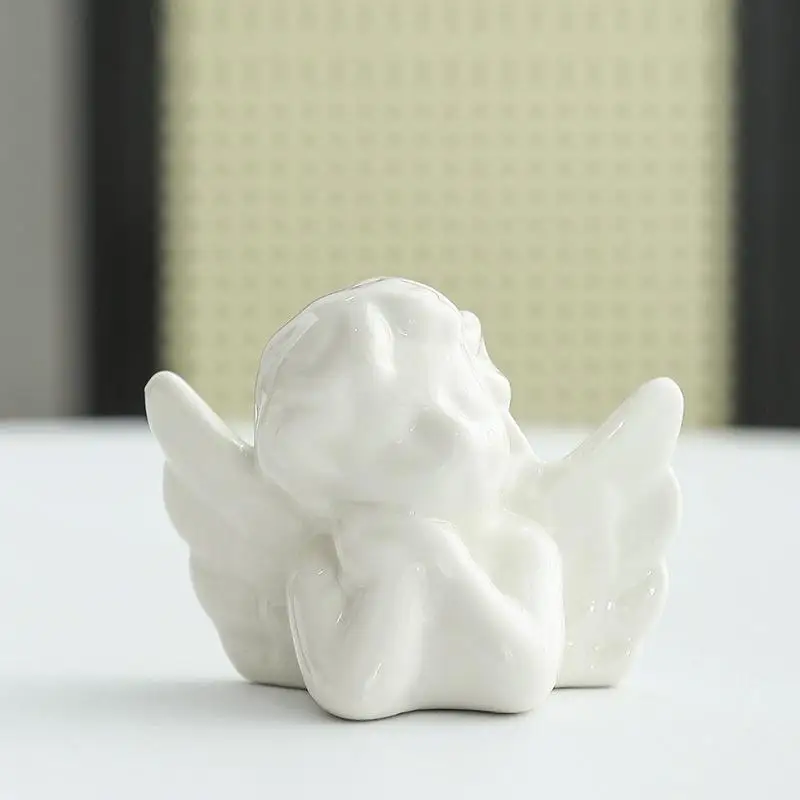 Ceramic Angel Ornament Creative Simple Modern Light Luxury Home Decor Living Room Desktop Entrance Atmosphere Fun Crafts