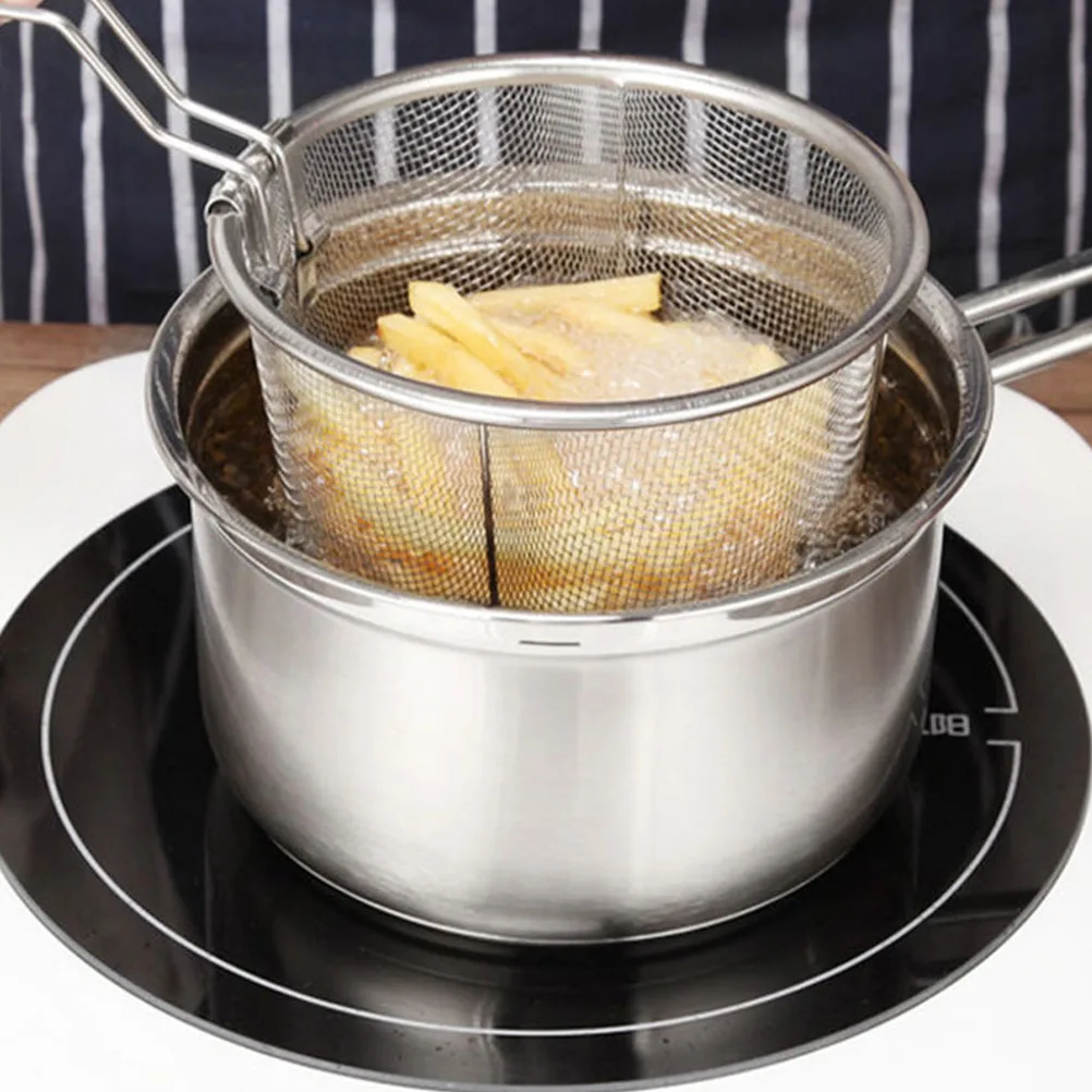 

Folding Stainless Steel Fry Basket Heatresistant Handle Separate Hot Oil Boiling Water Kitchen Restaurant Hotel Chips