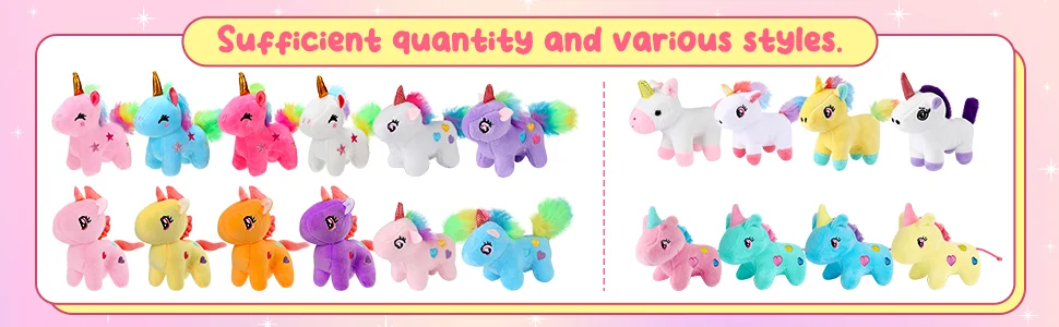 4-24pcs Mini Plush Unicorn Stuffed Animals Unicorn Party Favors Bulk Toys DIY Plush Keychain Stuffed Animal for Kids Party Favor