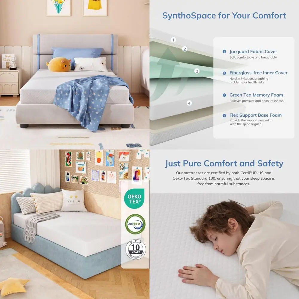 

Матрас из пены с эффектом памяти Green Tea Twin XL — 5-дюймовый средней твердые для прохладного сна, снятия давления, сертифицированный CEPUR-US