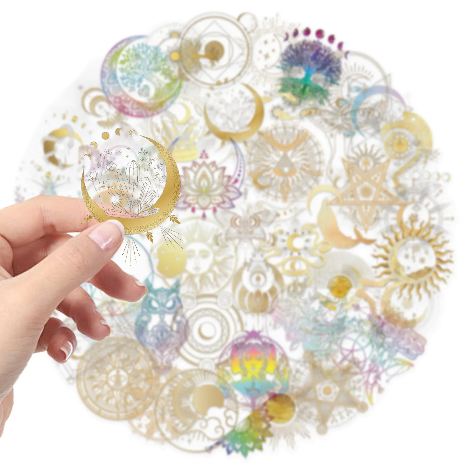 50 SZTUK Złote Astralne Ciało Wodoodporne Transparentne Kreatywne Naklejki Dekoracyjne Notatnik Gitara Walizka Kubek na Wodę Graffiti