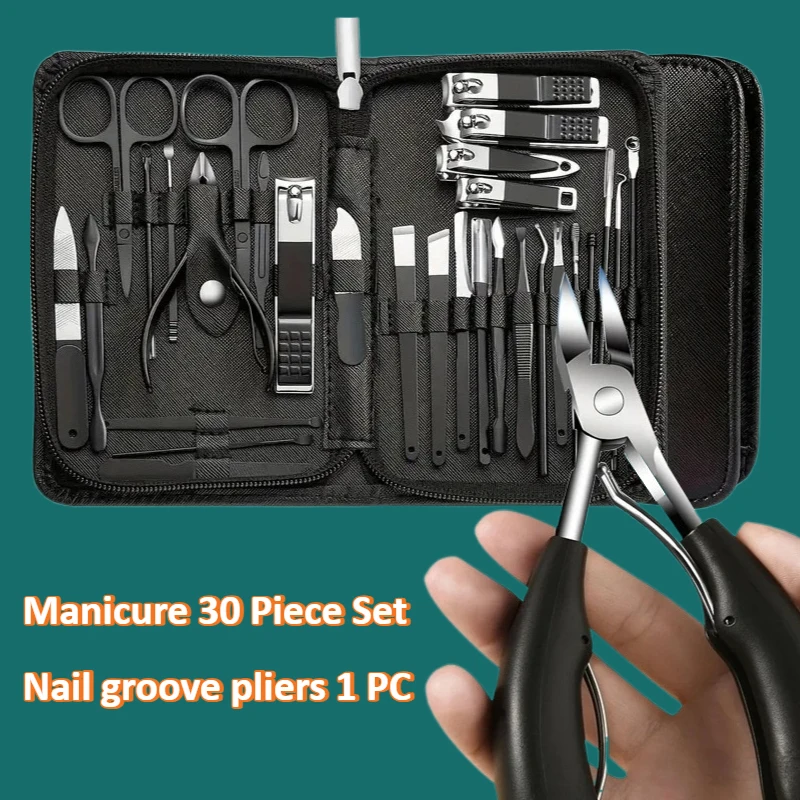 31 Pcs Manicure Set -30Pcs Nail Clipper Set And Nail Groove Pliers 1 PC Nail Clipper Set Sharp, Durable Stainless Steel Manicure