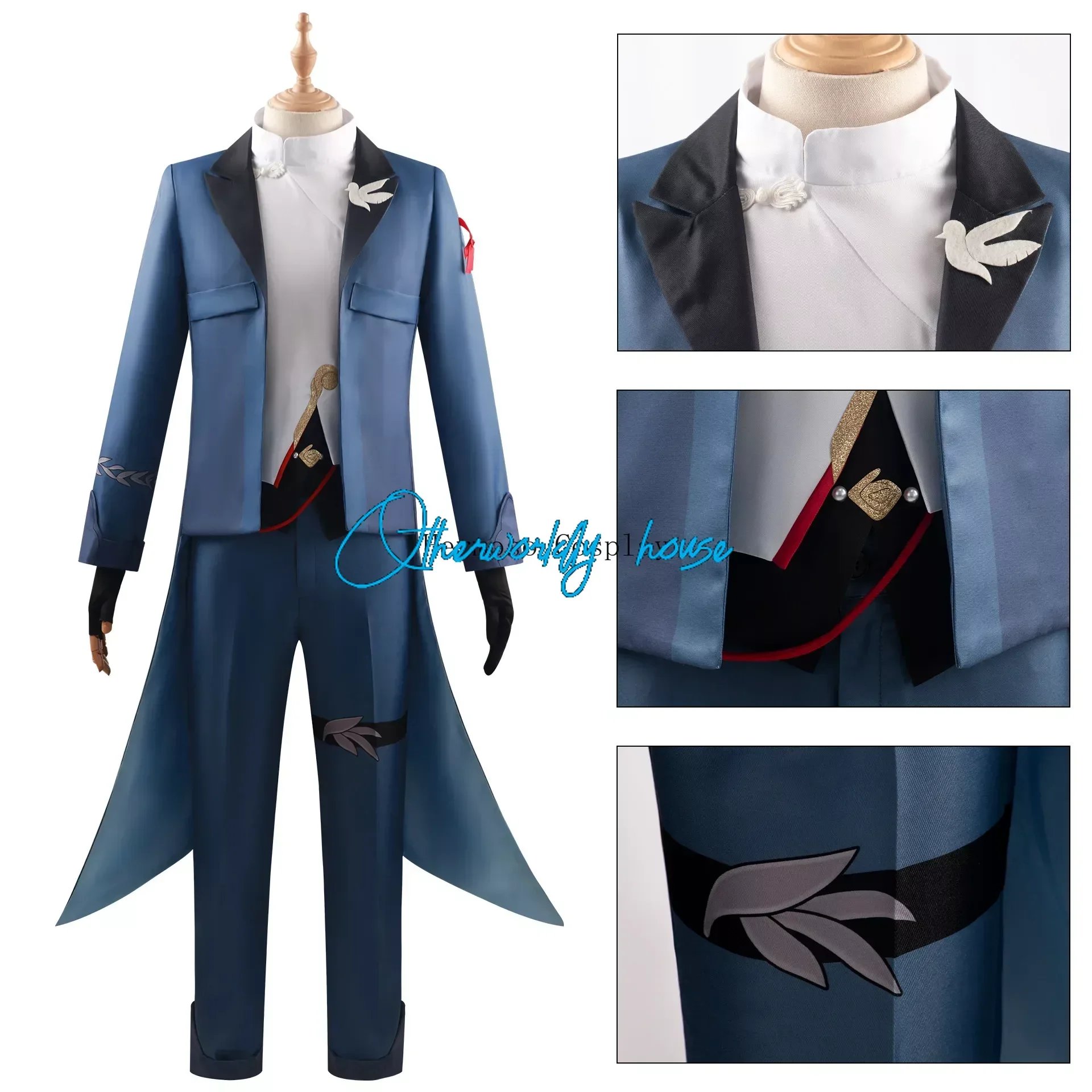 Yanqing Concert Cosplay Anime Game Honkai: Star Rail Costume Fashion Blue Uniform Halloween Party Role Play Clothing Flute Wig