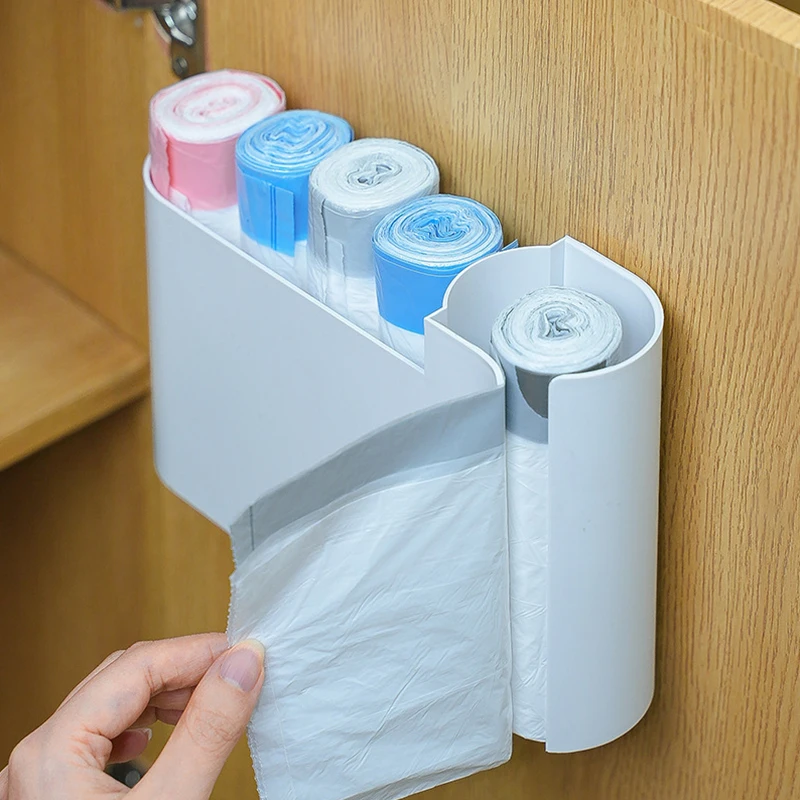  ﻿   1 Stück Halterung, selbstklebend, wandmontiert, für Haushalt, Bad, Küche, Müllbeutel-Aufbewahrungsregal, Plastiktüten-Organizer