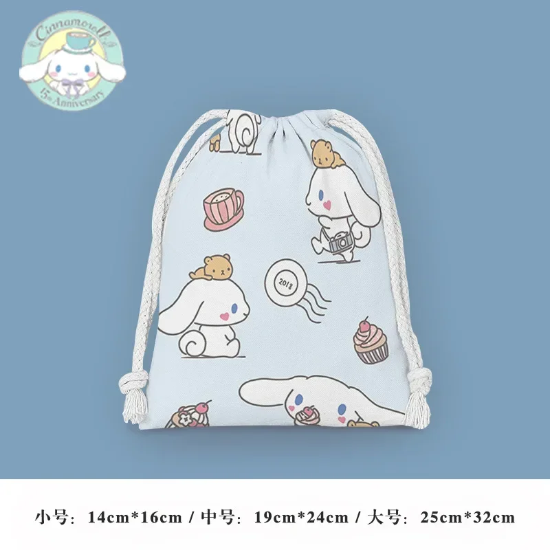 Sanrio Cinnamoroll Pocket Drawstring Cartoon Small  Student Sundries Storage  Cosmetic  Portable Toiletries Bag