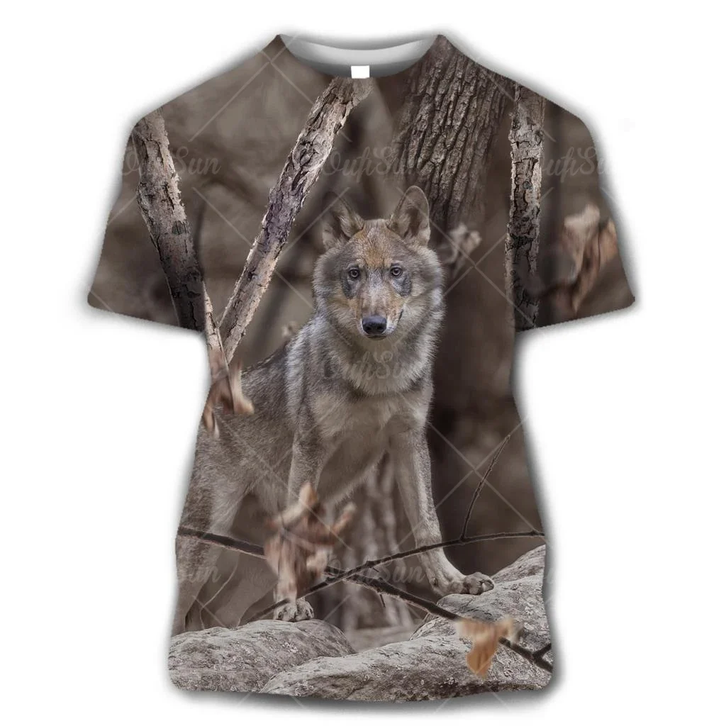 Vintage Camo Hunting Animal Print T-shirt Casual Oversized 3d Printed T-shirt for Men Street Vintage Crew-neck Short-sleeved Top