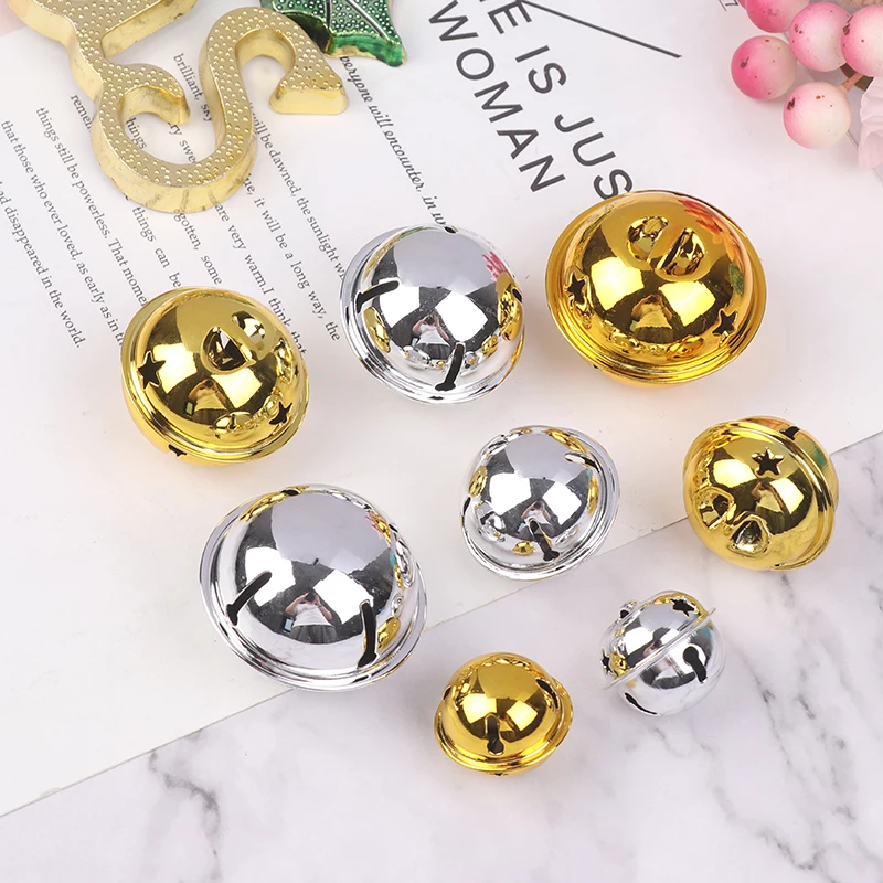 10 sztuk 24/30/35/40MM Jingle Bell złoty/srebrny wisiorek na choinkę ozdoby dekoracje DIY Handmade akcesoria do rękodzieła bożonarodzeniowego